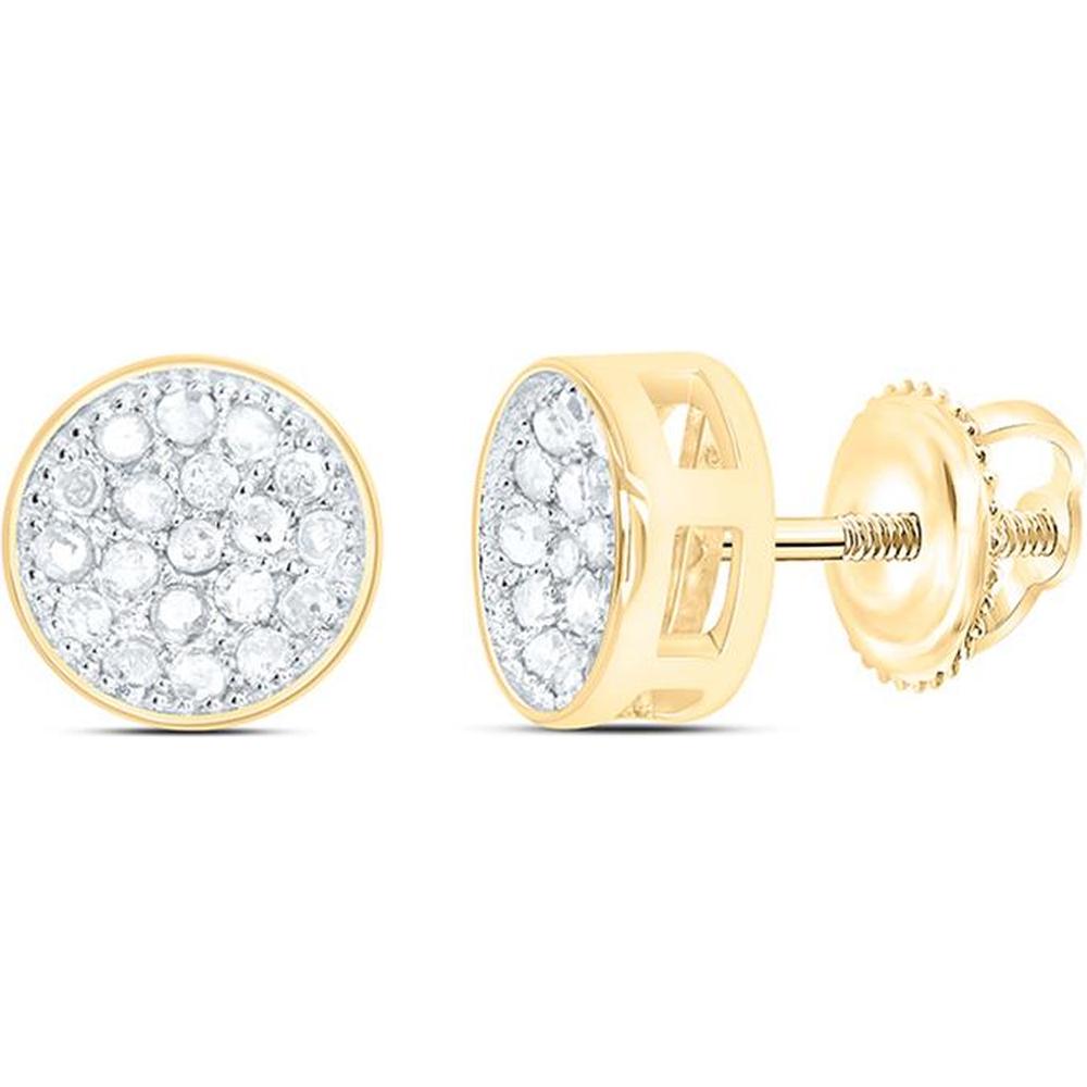14K Yellow Gold Round Diamond Cluster Earrings - 0.15 Carat Total Diamond Weight