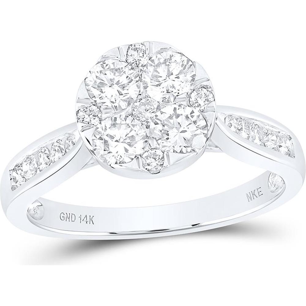 14K Yellow Gold Round Diamond Cluster Ring Carat Total Diamond