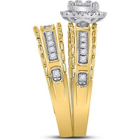 14K Yellow Gold Round Diamond Cluster Wedding Ring Set - 5/8 Carat Total Diamond Weight
