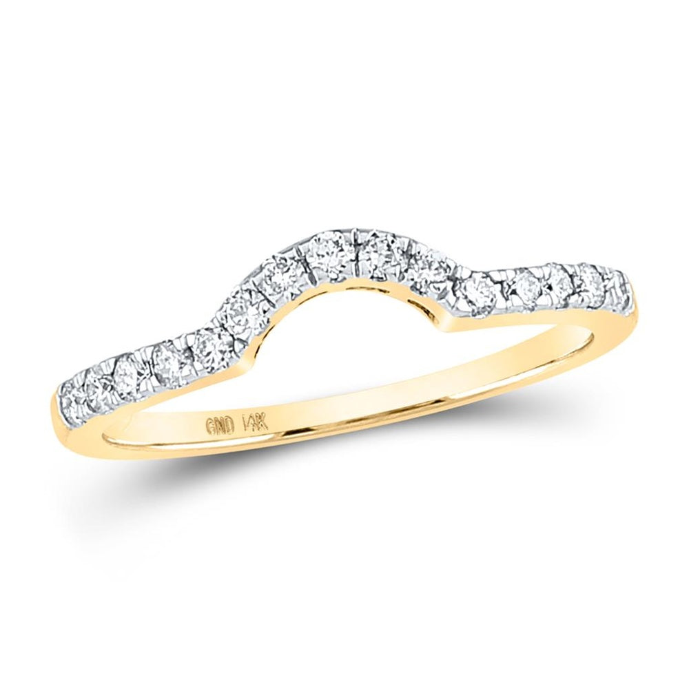 14K Yellow Gold Round Diamond Curved Wedding Enhancer Band Ring - 1/4 Carat Total Diamond Weight