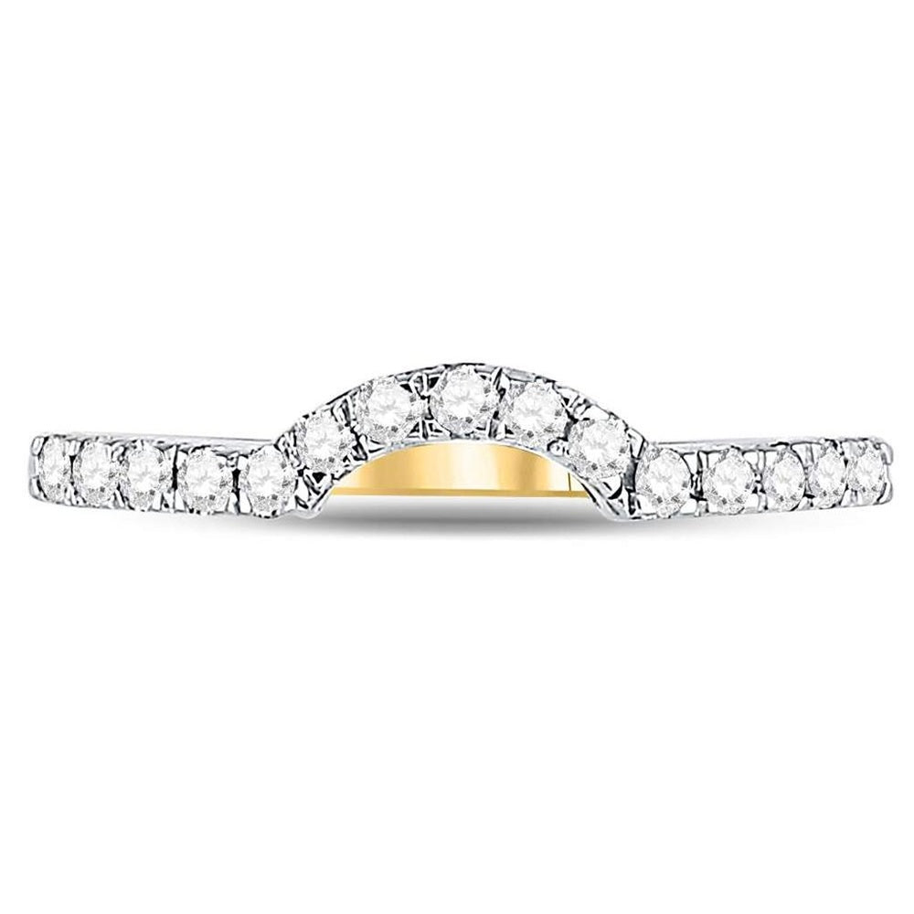 14K Yellow Gold Round Diamond Curved Wedding Enhancer Band Ring - 1/4 Carat Total Diamond Weight
