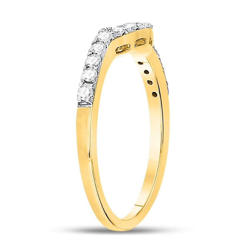14K Yellow Gold Round Diamond Curved Wedding Enhancer Band Ring - 1/4 Carat Total Diamond Weight