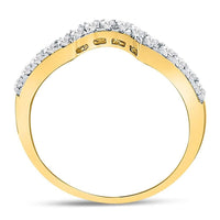 14K Yellow Gold Round Diamond Curved Wedding Enhancer Band Ring - 1/4 Carat Total Diamond Weight