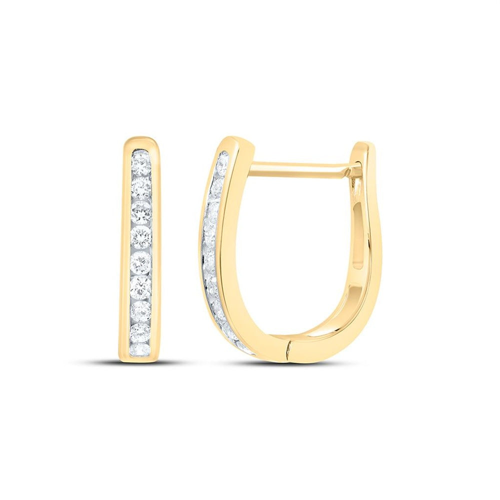 14K Yellow Gold Round Diamond Dangle Earrings - 1/4 Carat Total Diamond Weight
