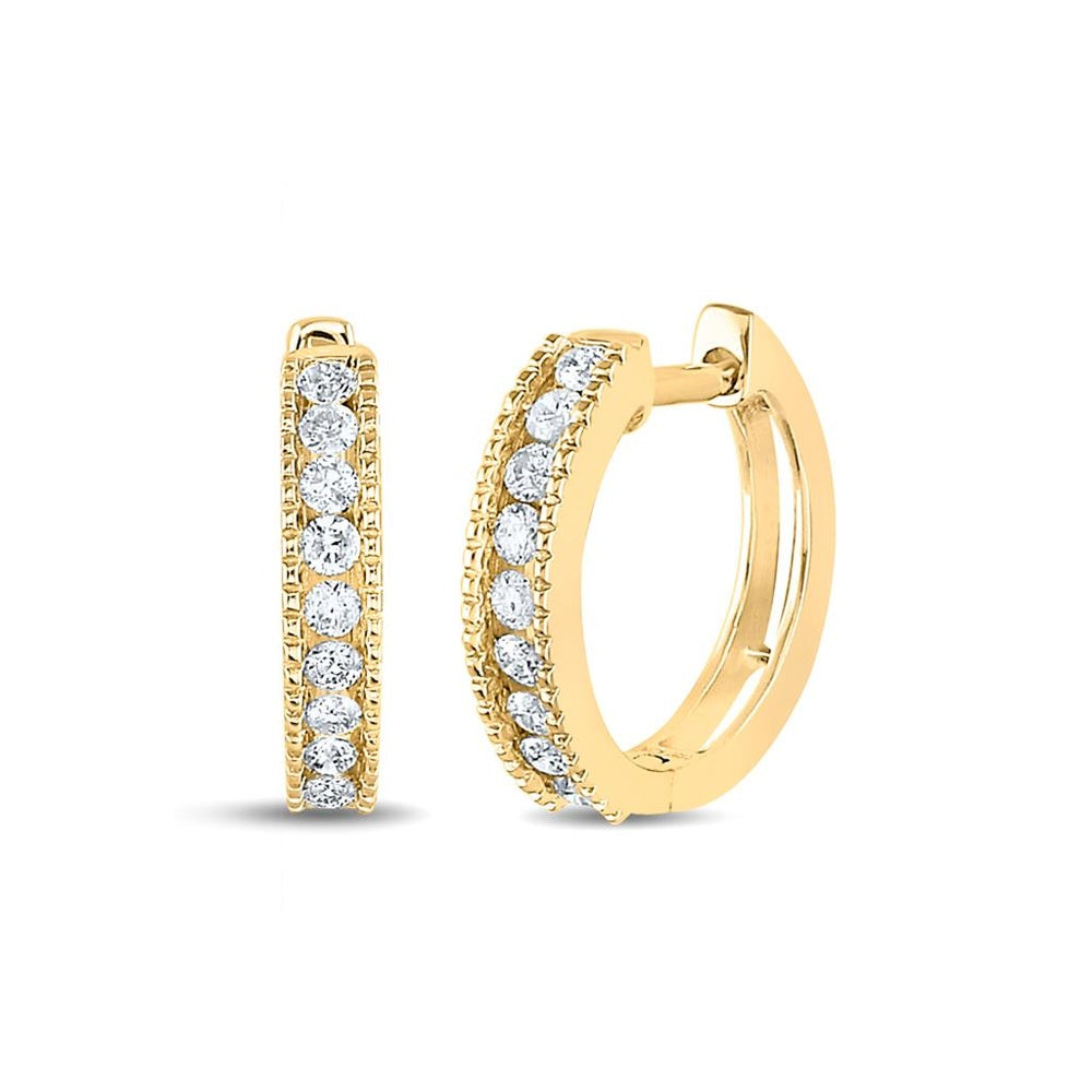 14K Yellow Gold Round Diamond Dangle Earrings - 1/4 Carat Total Diamond Weight