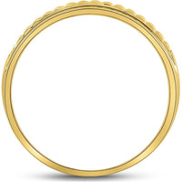 14K Yellow Gold Round Diamond Double Row Matte Textured Wedding Band Ring - 1/3 Carat Total Diamond Weight