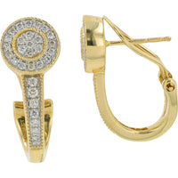 14K Yellow Gold Round Diamond Earrings with Milgrain Detailing - 0.38 Carat Total Diamond Weight