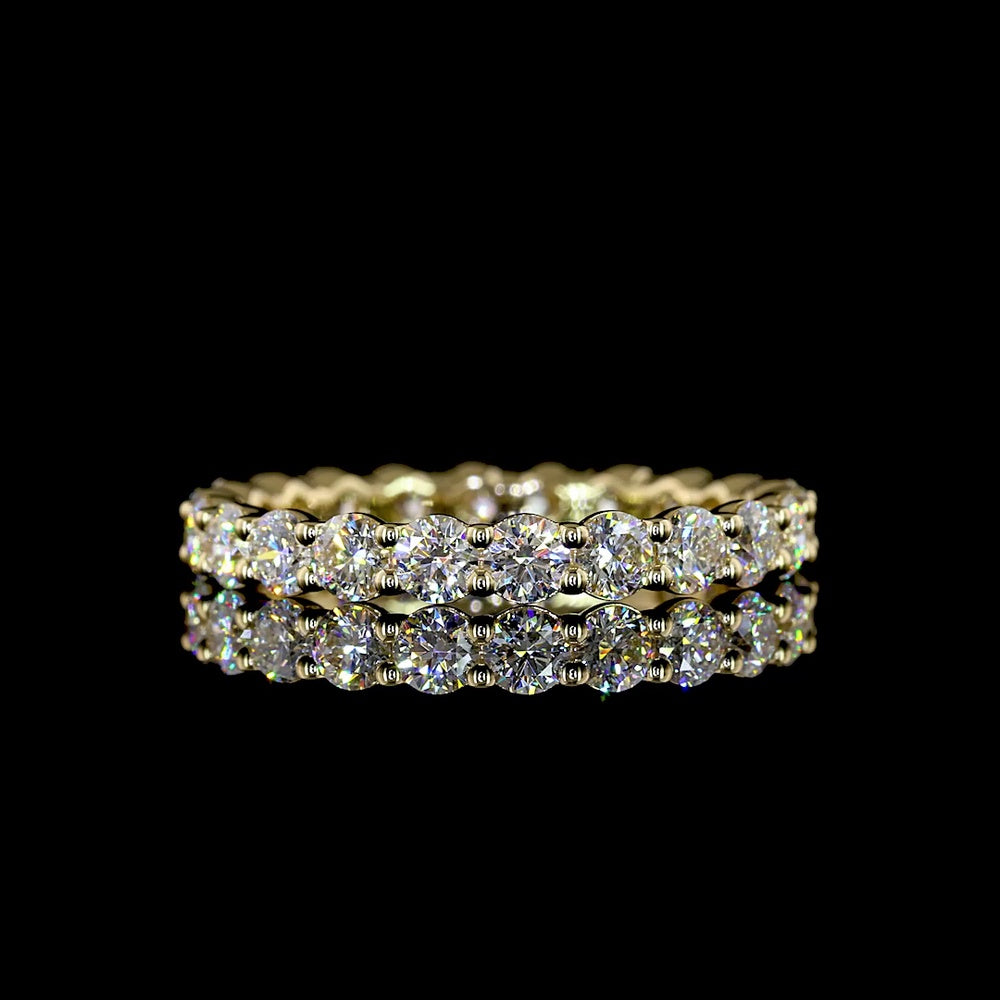 14K Yellow Gold Round Diamond Eternity Band with 22 Prong Set Brilliant Cut Lab Diamonds - 1.82 Carat Total Weight - Covaloro Fine Jewelry
