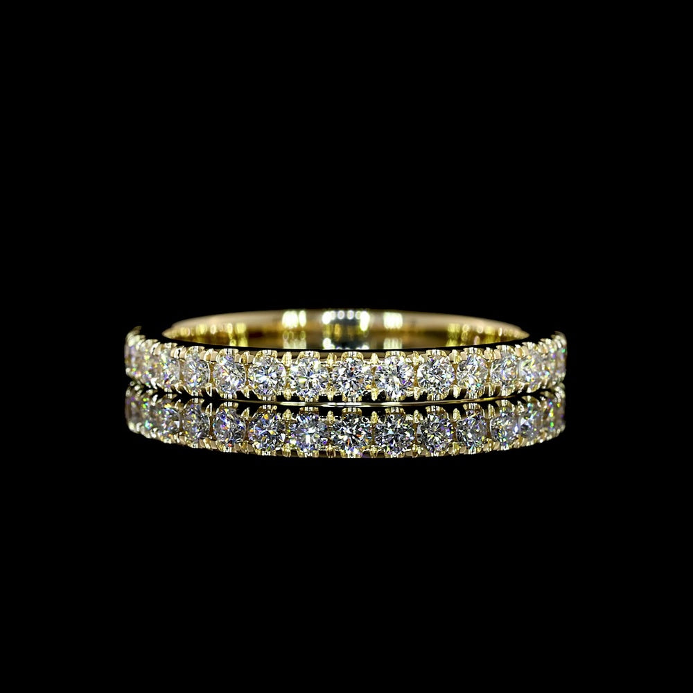 14K Yellow Gold Round Diamond Eternity Band with Pavé Micro Setting - 0.64 Carat Total Weight Lab Diamonds, E-F Color VS Clarity - Covaloro Fine Jewelry