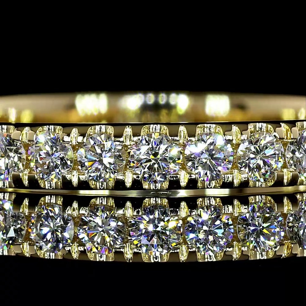 14K Yellow Gold Round Diamond Eternity Band with Pavé Micro Setting - 0.64 Carat Total Weight Lab Diamonds, E-F Color VS Clarity - Covaloro Fine Jewelry