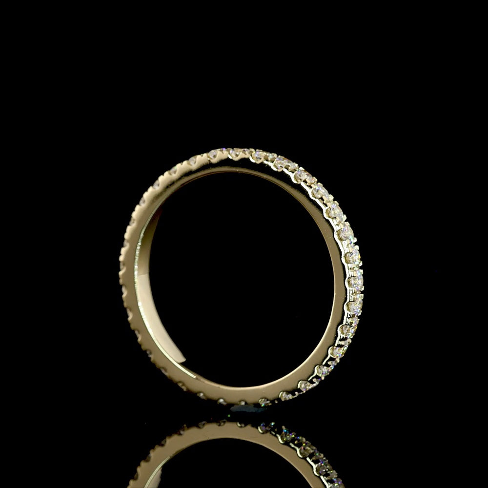 14K Yellow Gold Round Diamond Eternity Band with Pavé Micro Setting - 0.64 Carat Total Weight Lab Diamonds, E-F Color VS Clarity - Covaloro Fine Jewelry