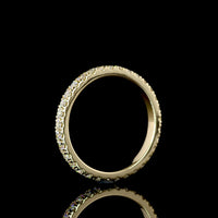 14K Yellow Gold Round Diamond Eternity Band with Pavé Micro Setting - 0.64 Carat Total Weight Lab Diamonds, E-F Color VS Clarity - Covaloro Fine Jewelry