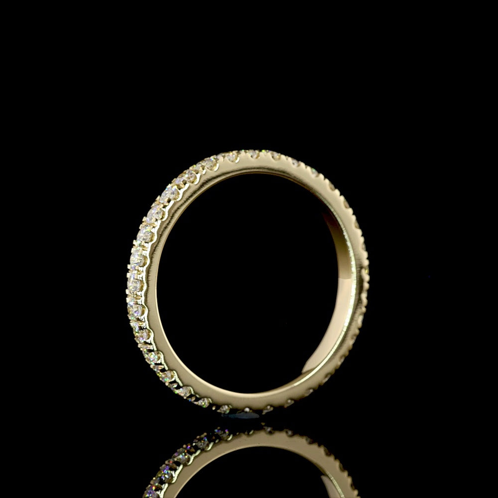 14K Yellow Gold Round Diamond Eternity Band with Pavé Micro Setting - 0.64 Carat Total Weight Lab Diamonds, E-F Color VS Clarity - Covaloro Fine Jewelry