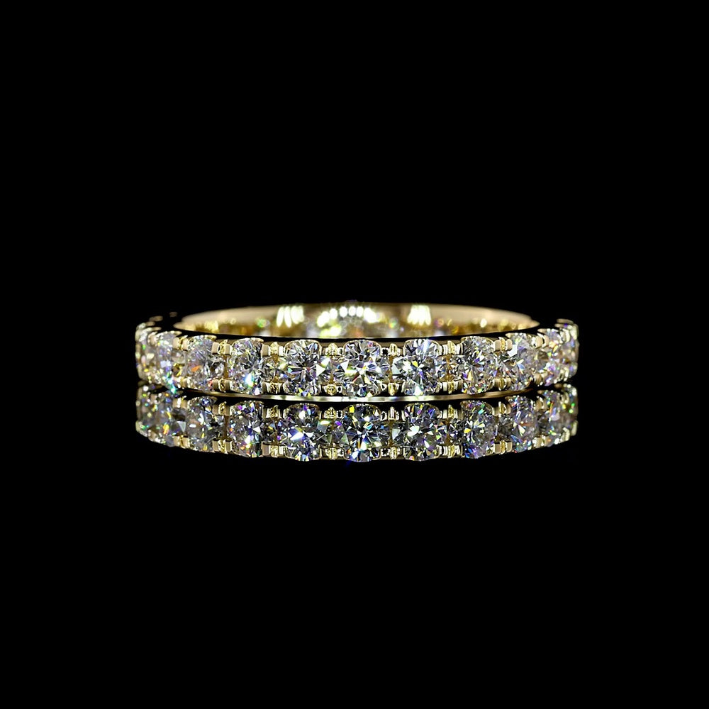 14K Yellow Gold Round Diamond Eternity Band with Pavé Micro Setting - 1.24 Carats Total Carat Weight, 24 Brilliant Cut Lab Grown Diamonds (E-F Color, VS1 Clarity) - Covaloro Fine Jewelry