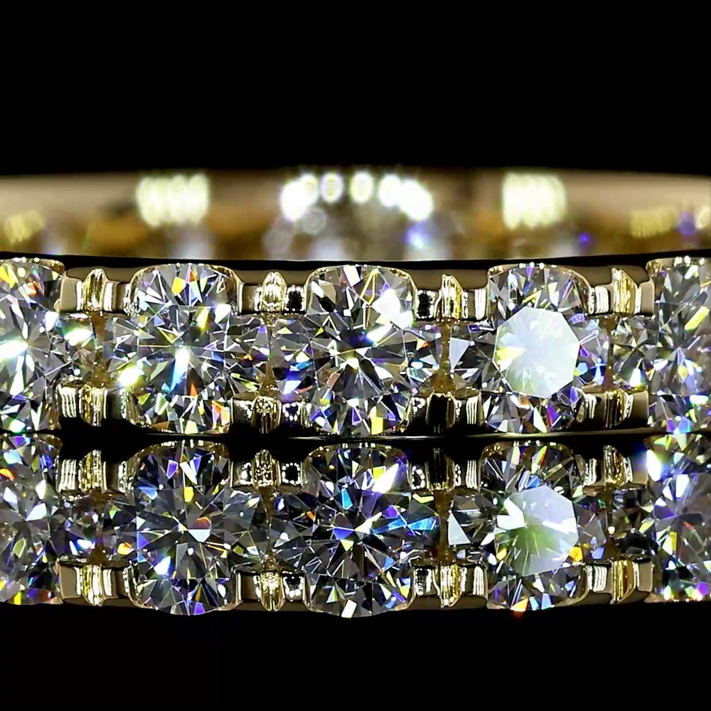 14K Yellow Gold Round Diamond Eternity Band with Pavé Micro Setting - 1.24 Carats Total Carat Weight, 24 Brilliant Cut Lab Grown Diamonds (E-F Color, VS1 Clarity) - Covaloro Fine Jewelry