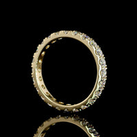 14K Yellow Gold Round Diamond Eternity Band with Pavé Micro Setting - 1.24 Carats Total Carat Weight, 24 Brilliant Cut Lab Grown Diamonds (E-F Color, VS1 Clarity) - Covaloro Fine Jewelry