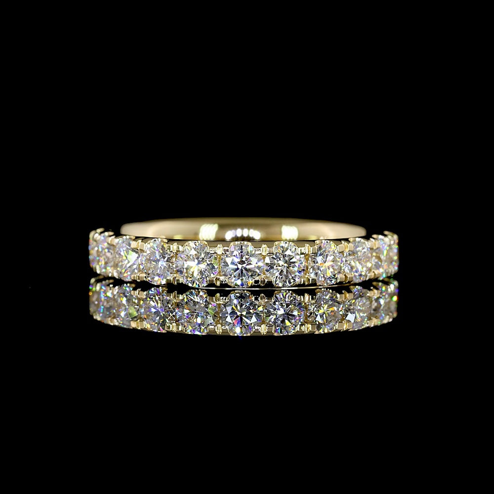 14K Yellow Gold Round Diamond Eternity Band with Pavé Micro Setting - 22 Brilliant Cut Lab Diamonds, 1.55 Carat Total Weight, E-F Color, VS Clarity - Covaloro Fine Jewelry