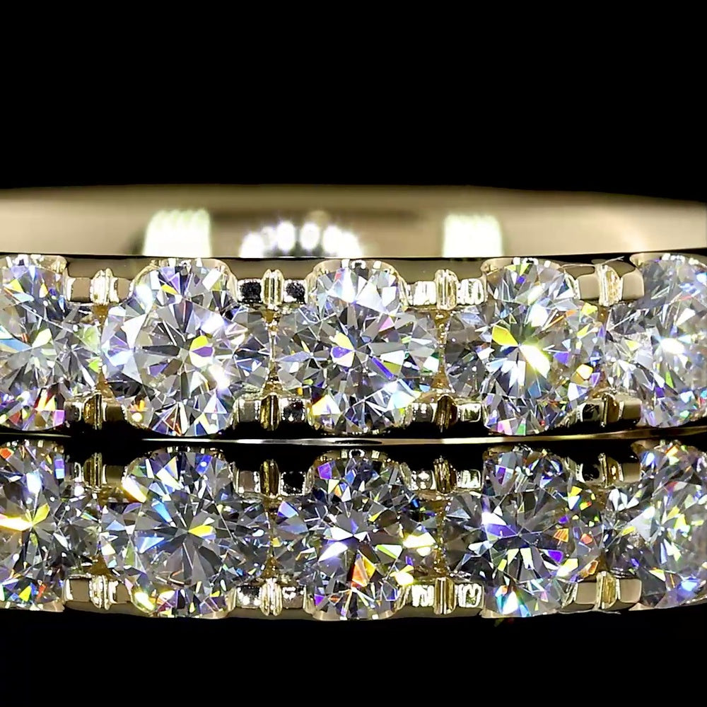 14K Yellow Gold Round Diamond Eternity Band with Pavé Micro Setting - 22 Brilliant Cut Lab Diamonds, 1.55 Carat Total Weight, E-F Color, VS Clarity - Covaloro Fine Jewelry