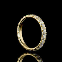 14K Yellow Gold Round Diamond Eternity Band with Pavé Micro Setting - 22 Brilliant Cut Lab Diamonds, 1.55 Carat Total Weight, E-F Color, VS Clarity - Covaloro Fine Jewelry