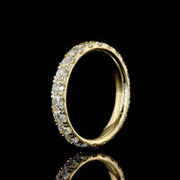 14K Yellow Gold Round Diamond Eternity Band with Pavé Micro Setting - 22 Brilliant Cut Lab Diamonds, 1.55 Carat Total Weight, E-F Color, VS Clarity - Covaloro Fine Jewelry