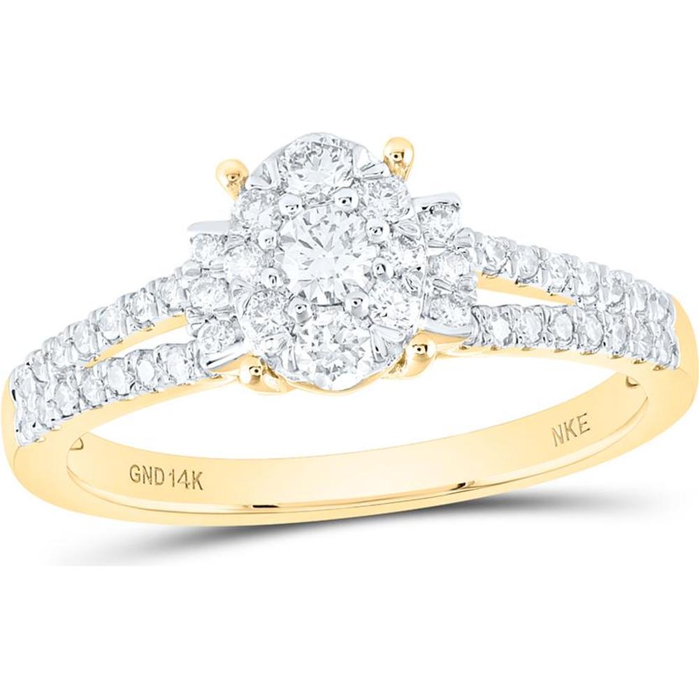 14K Yellow Gold Round Diamond Fashion Ring with 0.51 Carat Prong Set Round Diamonds