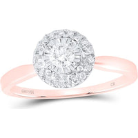 14K Yellow Gold Round Diamond Halo Engagement Ring - 1/3 Carat Total Diamond Weight