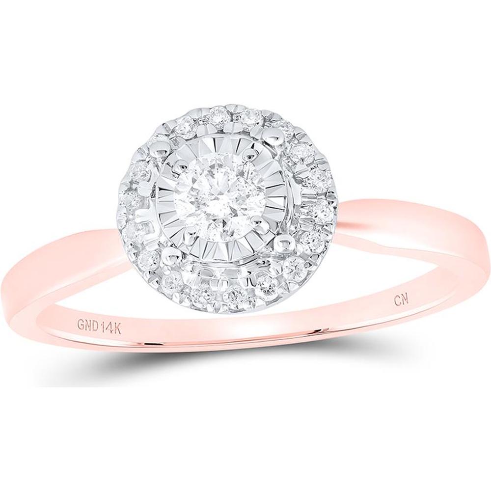 14K Yellow Gold Round Diamond Halo Engagement Ring - 1/3 Carat Total Diamond Weight