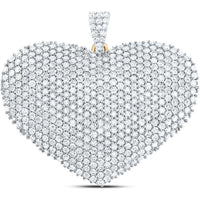 14K Yellow Gold Round Diamond Heart Pendant - 3.07 Carat Total Diamond Weight