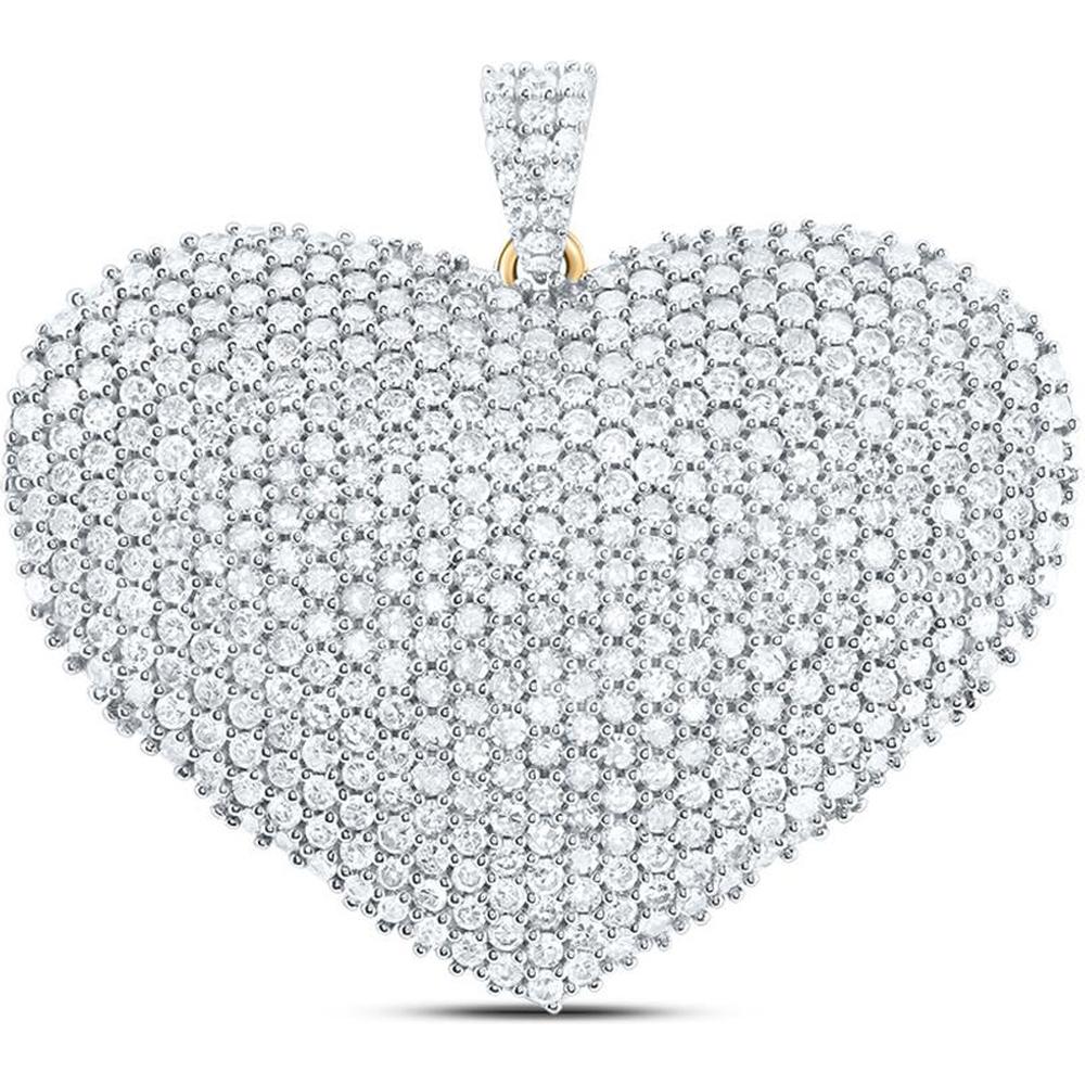 14K Yellow Gold Round Diamond Heart Pendant - 3.07 Carat Total Diamond Weight