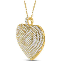 14K Yellow Gold Round Diamond Heart Pendant - 3.07 Carat Total Diamond Weight