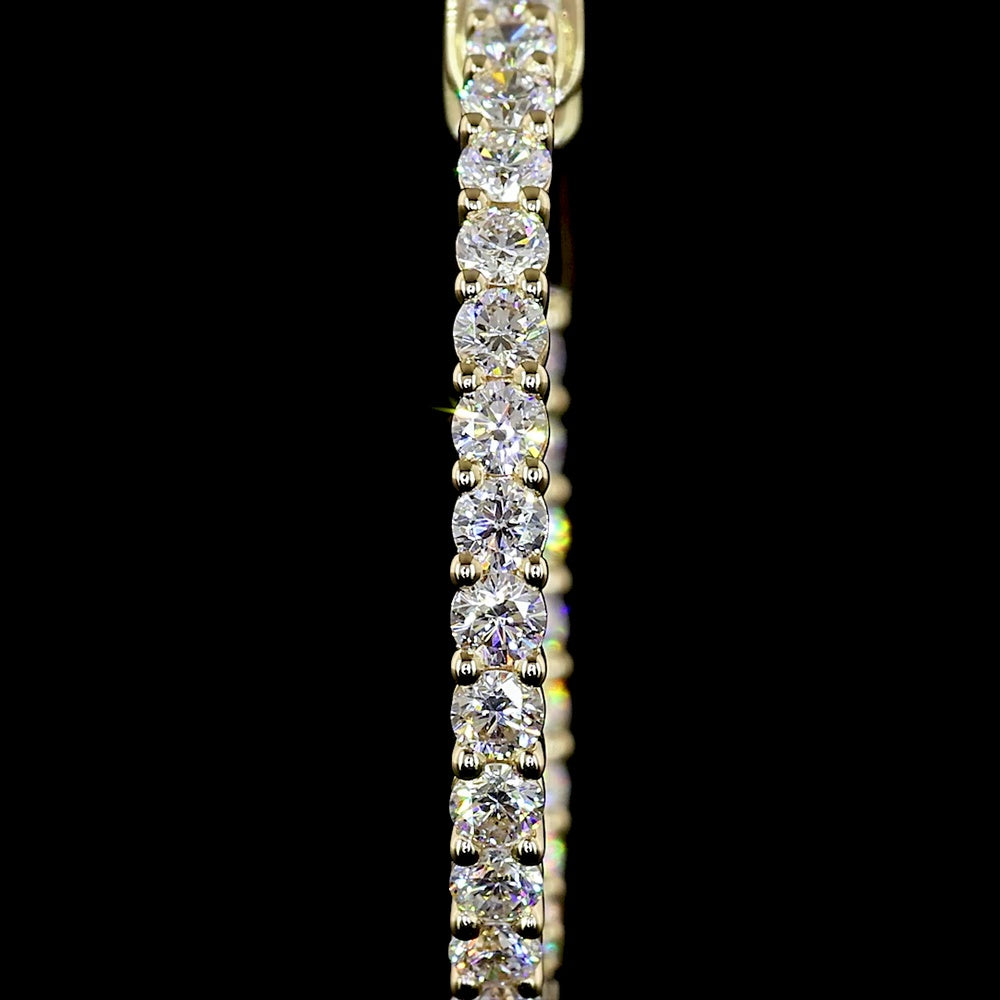 14K Yellow Gold Round Diamond Hoop Earrings with Hinged Backs - 0.94 Total Carat Weight E-F VS Lab Diamonds - Covaloro Fine Jewelry