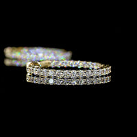 14K Yellow Gold Round Diamond Hoop Earrings with Hinged Backs - 0.94 Total Carat Weight E-F VS Lab Diamonds - Covaloro Fine Jewelry