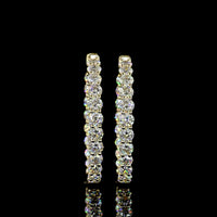 14K Yellow Gold Round Diamond Hoop Earrings with Prong Set Lab Grown Diamonds - 5.18 Carat Total Weight (E-F Color, VS1 Clarity) - Covaloro Fine Jewelry