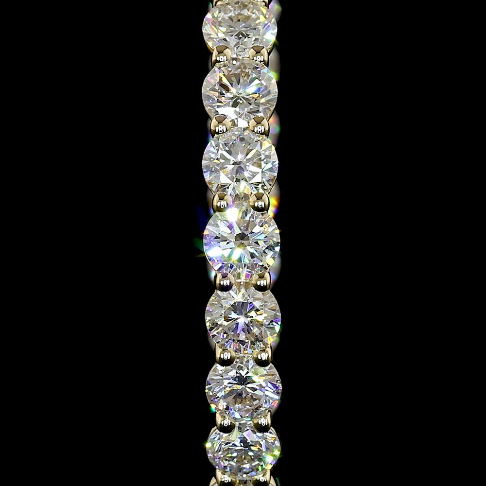 14K Yellow Gold Round Diamond Hoop Earrings with Prong Set Lab Grown Diamonds - 5.18 Carat Total Weight (E-F Color, VS1 Clarity) - Covaloro Fine Jewelry
