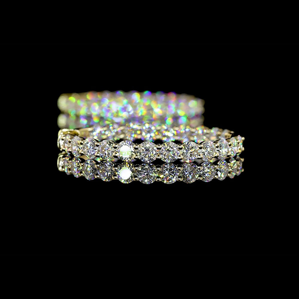 14K Yellow Gold Round Diamond Hoop Earrings with Prong Set Lab Grown Diamonds - 5.18 Carat Total Weight (E-F Color, VS1 Clarity) - Covaloro Fine Jewelry