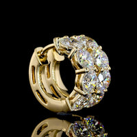 14K Yellow Gold Round Diamond Huggie Earrings - 8 Brilliant Cut Lab Grown Diamonds, 2.99 Carats Total Weight, E-F Color VS Clarity - Covaloro Fine Jewelry