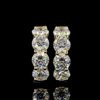 14K Yellow Gold Round Diamond Huggie Earrings - 8 Brilliant Cut Lab Grown Diamonds, 2.99 Carats Total Weight, E-F Color VS Clarity - Covaloro Fine Jewelry