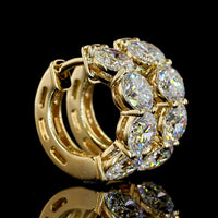 14K Yellow Gold Round Diamond Huggie Earrings with 8 Brilliant Cut Natural Stones - 3.13 Carat Total Diamond Weight - Covaloro Fine Jewelry