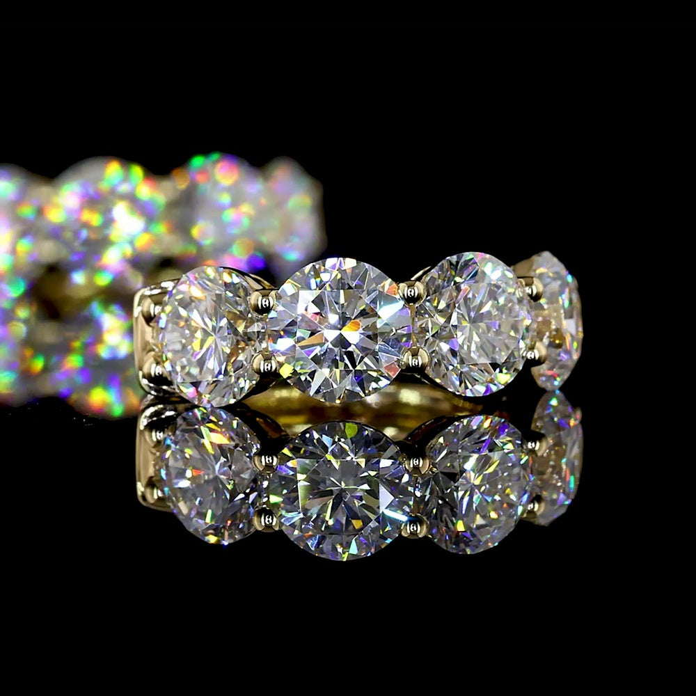 14K Yellow Gold Round Diamond Huggie Earrings with 8 Brilliant Cut Natural Stones - 3.13 Carat Total Diamond Weight - Covaloro Fine Jewelry
