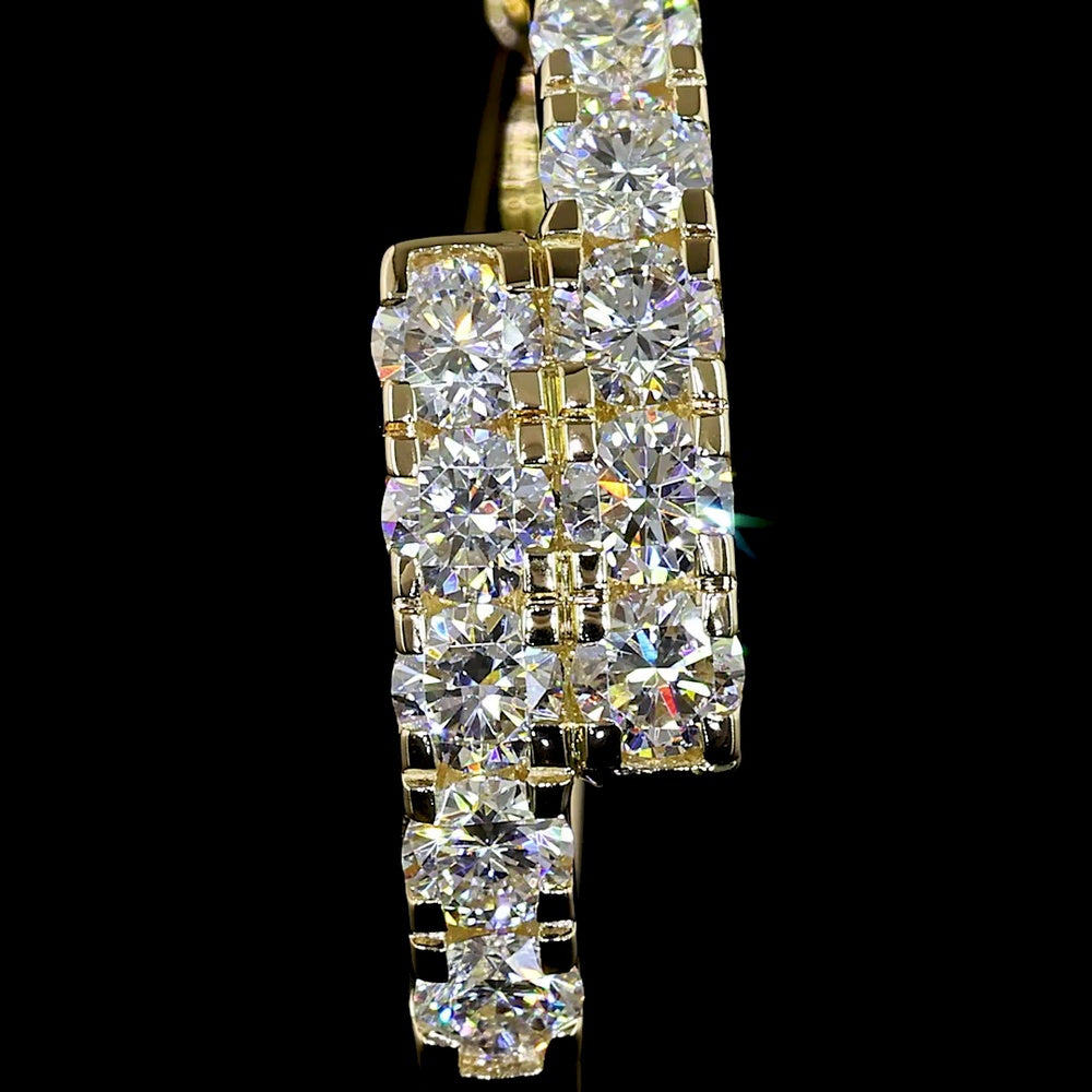 14K Yellow Gold Round Diamond Huggie Earrings with Pavé Micro Setting - 1.26 Carats Total Diamond Weight (Lab Grown, E-F Color, VS2 Clarity) - Covaloro Fine Jewelry