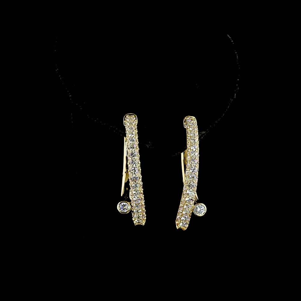 14K Yellow Gold Round Diamond Huggie Earrings with Prong and Bezel Set Lab Diamonds - 2.46 Carat Total Diamond Weight - Covaloro Fine Jewelry