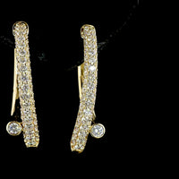 14K Yellow Gold Round Diamond Huggie Earrings with Prong and Bezel Set Lab Diamonds - 2.46 Carat Total Diamond Weight - Covaloro Fine Jewelry