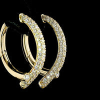 14K Yellow Gold Round Diamond Huggie Earrings with Prong and Bezel Set Lab Diamonds - 2.46 Carat Total Diamond Weight - Covaloro Fine Jewelry