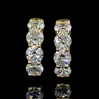 14K Yellow Gold Round Diamond Huggie Earrings with Prong Set Lab-Grown Stones - 2.36 Carats Total Diamond Weight - Covaloro Fine Jewelry