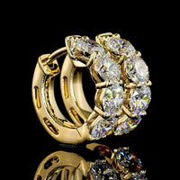 14K Yellow Gold Round Diamond Huggie Earrings with Prong Set Lab-Grown Stones - 2.36 Carats Total Diamond Weight - Covaloro Fine Jewelry