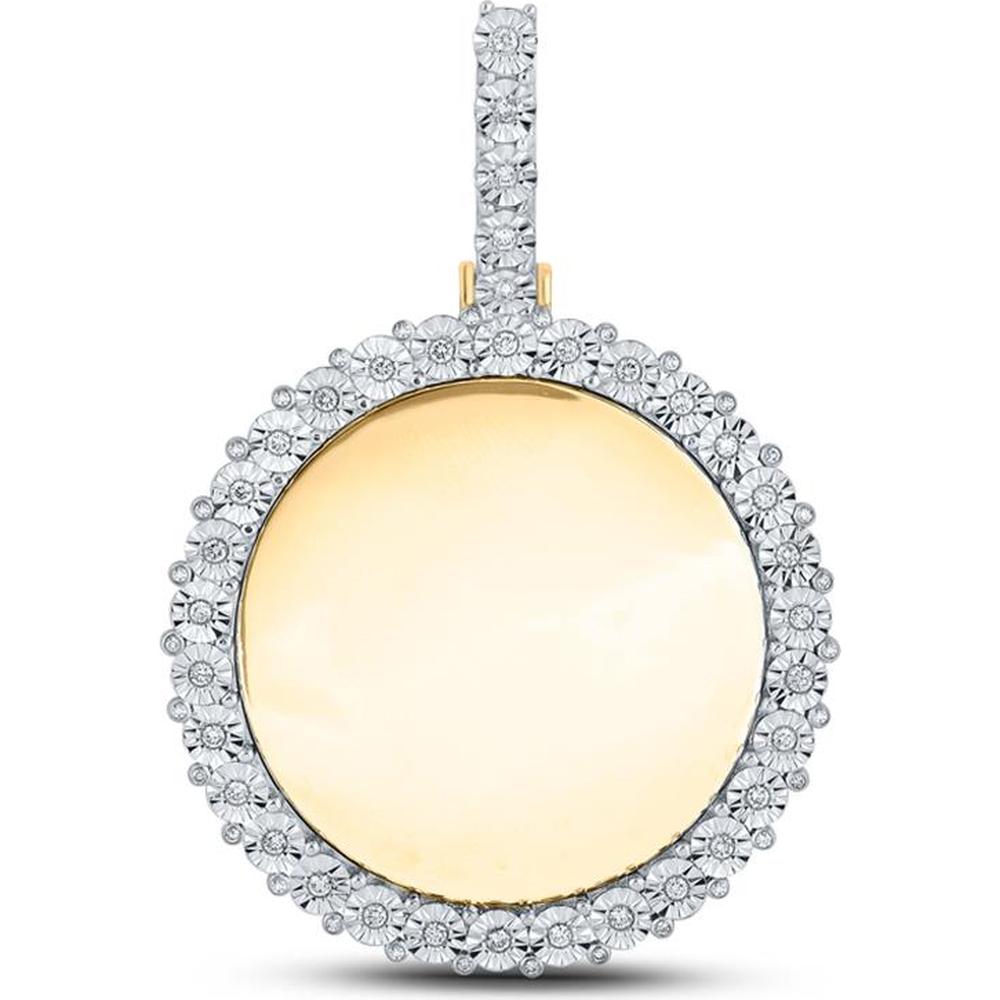 14K Yellow Gold Round Diamond Memory Circle Charm Pendant with 0.61 Carat Round Diamonds