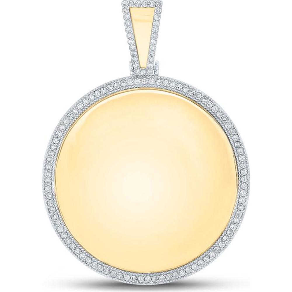 14K Yellow Gold Round Diamond Memory Circle Pendant - 7/8 Carat Total Diamond Weight