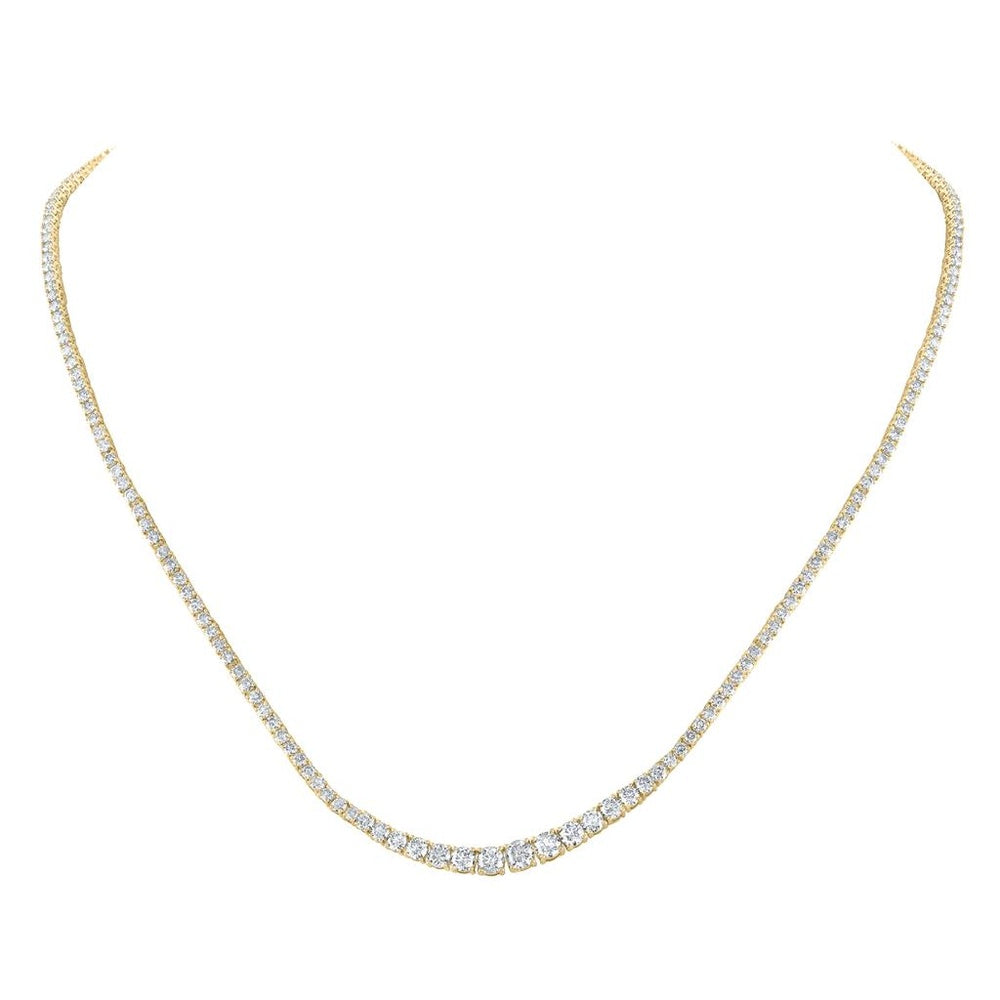 14K Yellow Gold Round Diamond Necklace - 7 and 7/8 Carat Total Diamond Weight
