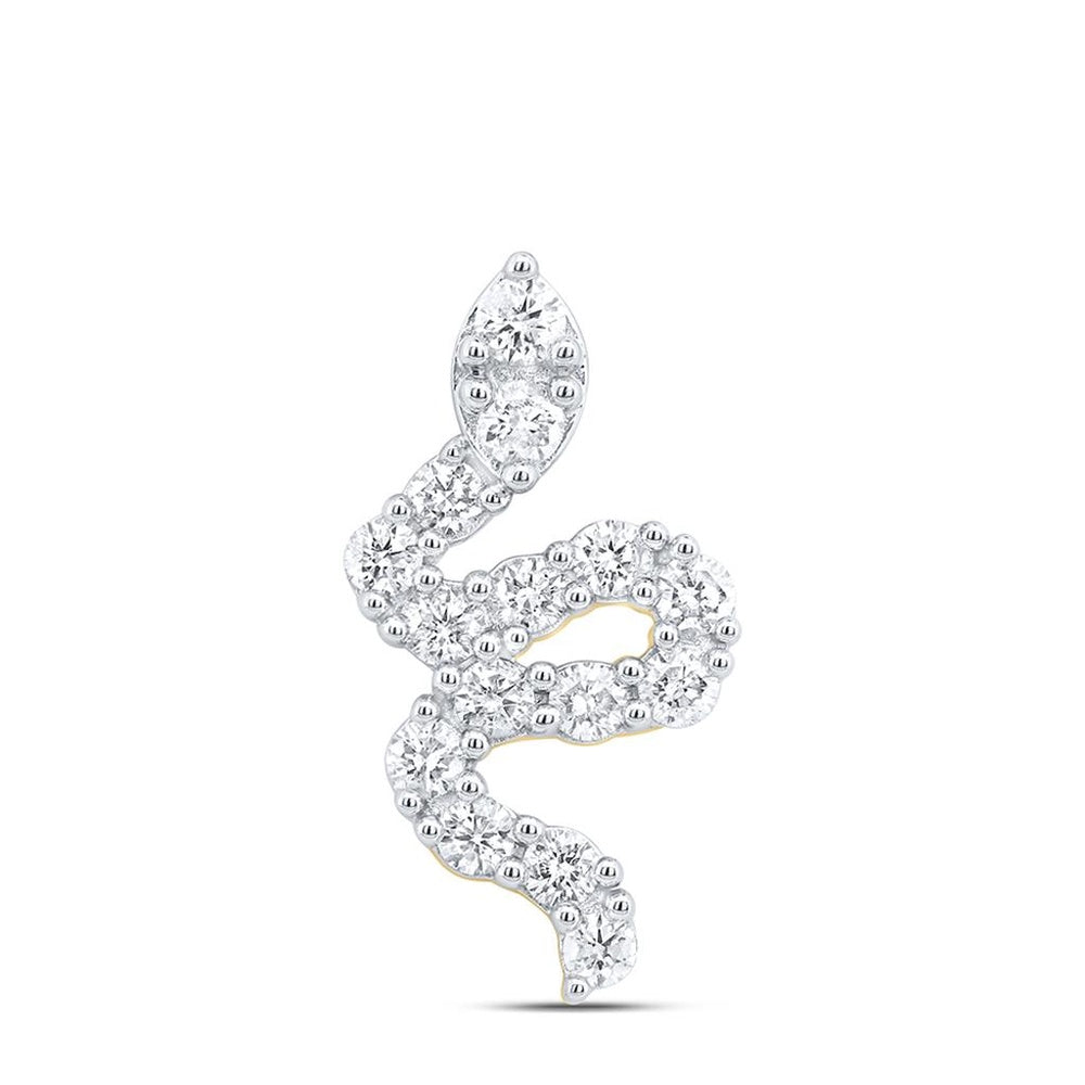 14K Yellow Gold Round Diamond Pendant - 1/2 Carat Total Diamond Weight