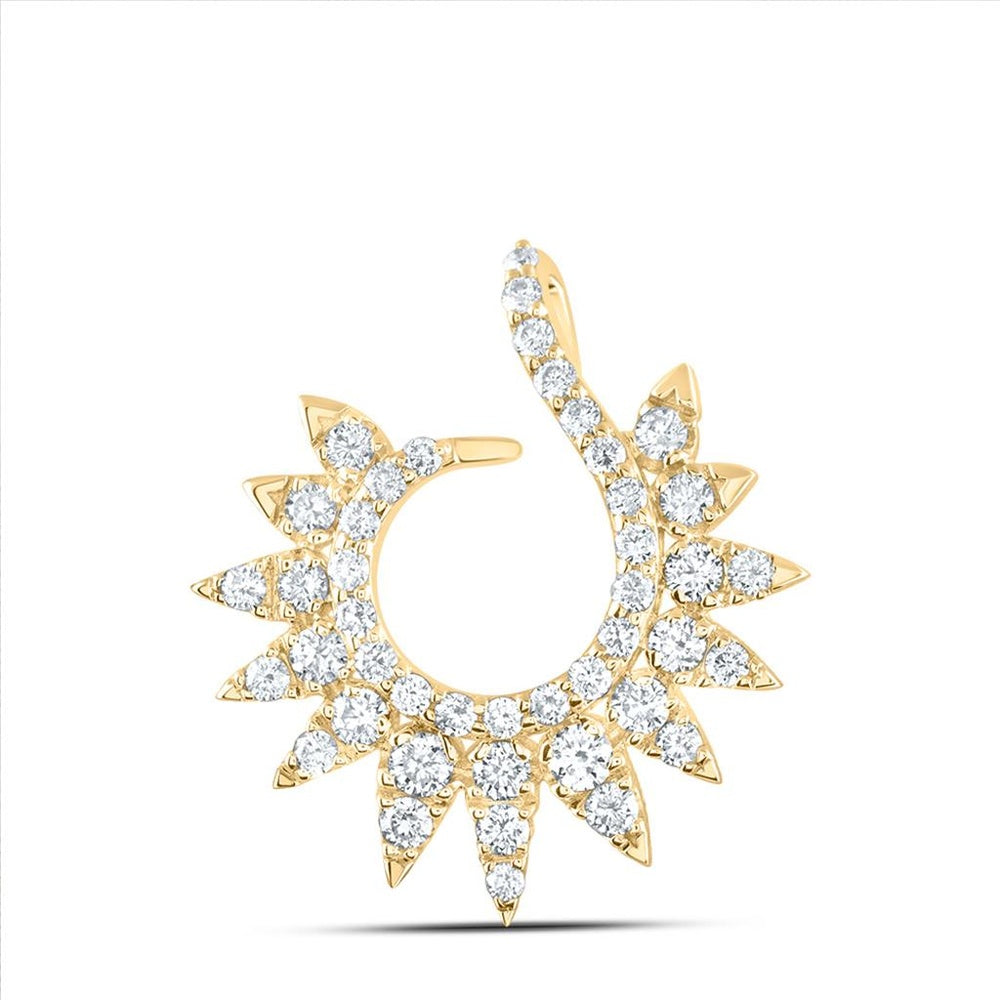 14K Yellow Gold Round Diamond Pendant - 1/2 Carat Total Diamond Weight